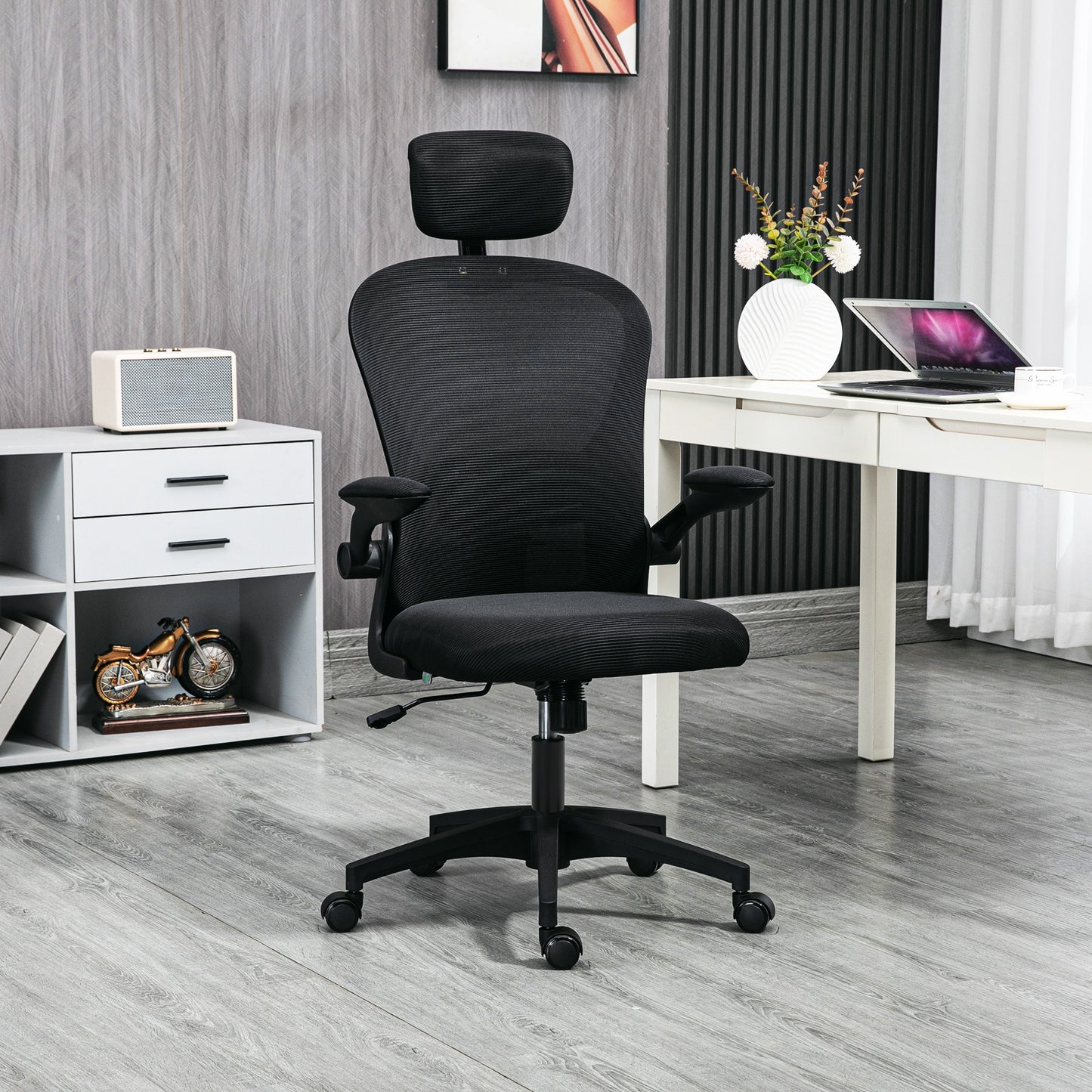 Mesh Office Chair with Headrest, Lumbar Support, 90° Arm