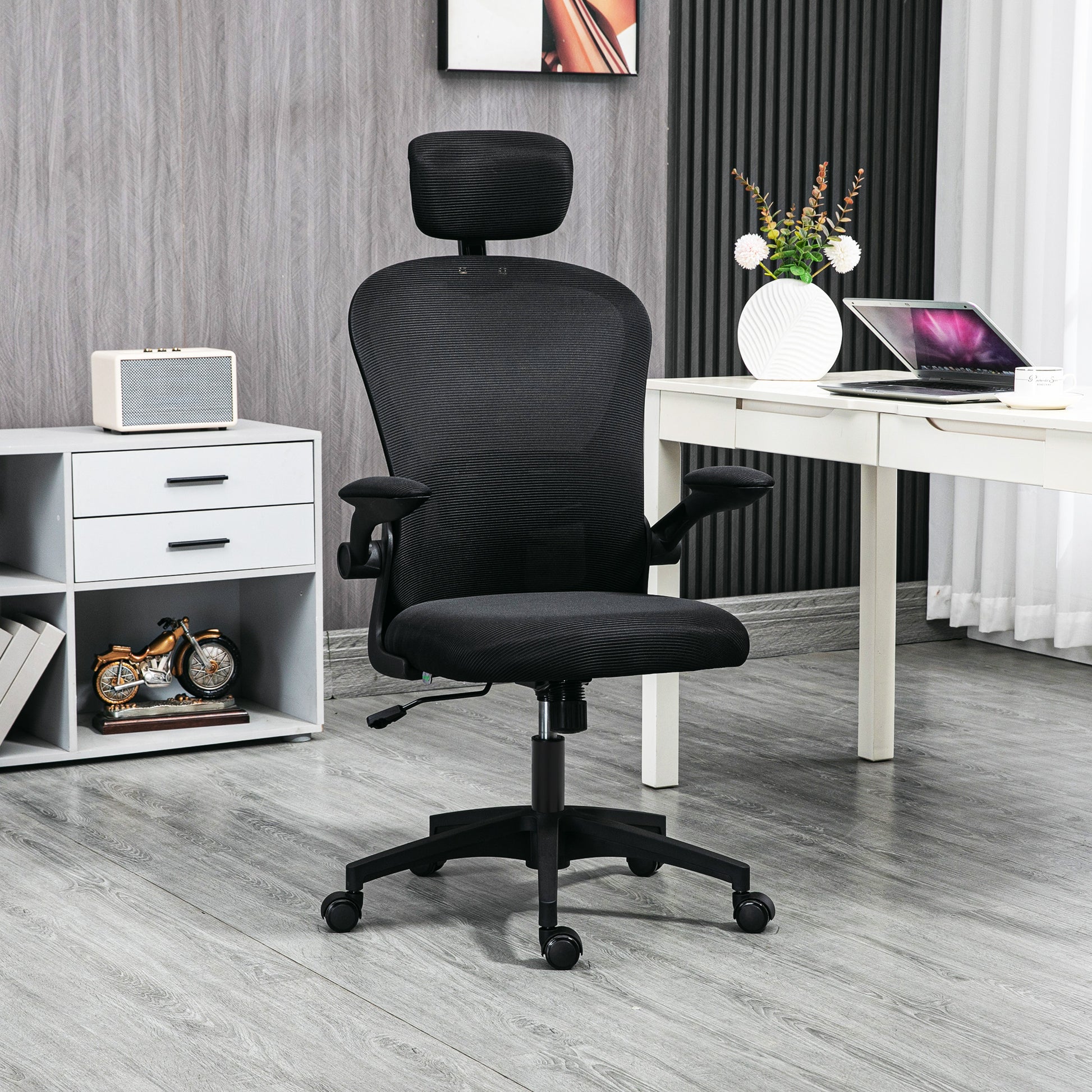 Mesh Office Chair with Headrest, Lumbar Support, 90° Arm