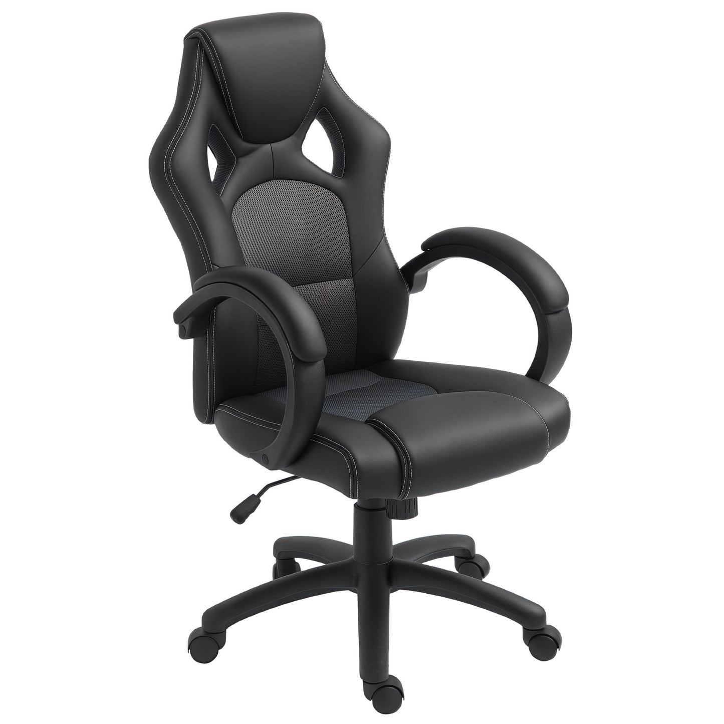 Executive Racing Swivel Gaming Office Chair PU Leather Computer Desk Chair Gray