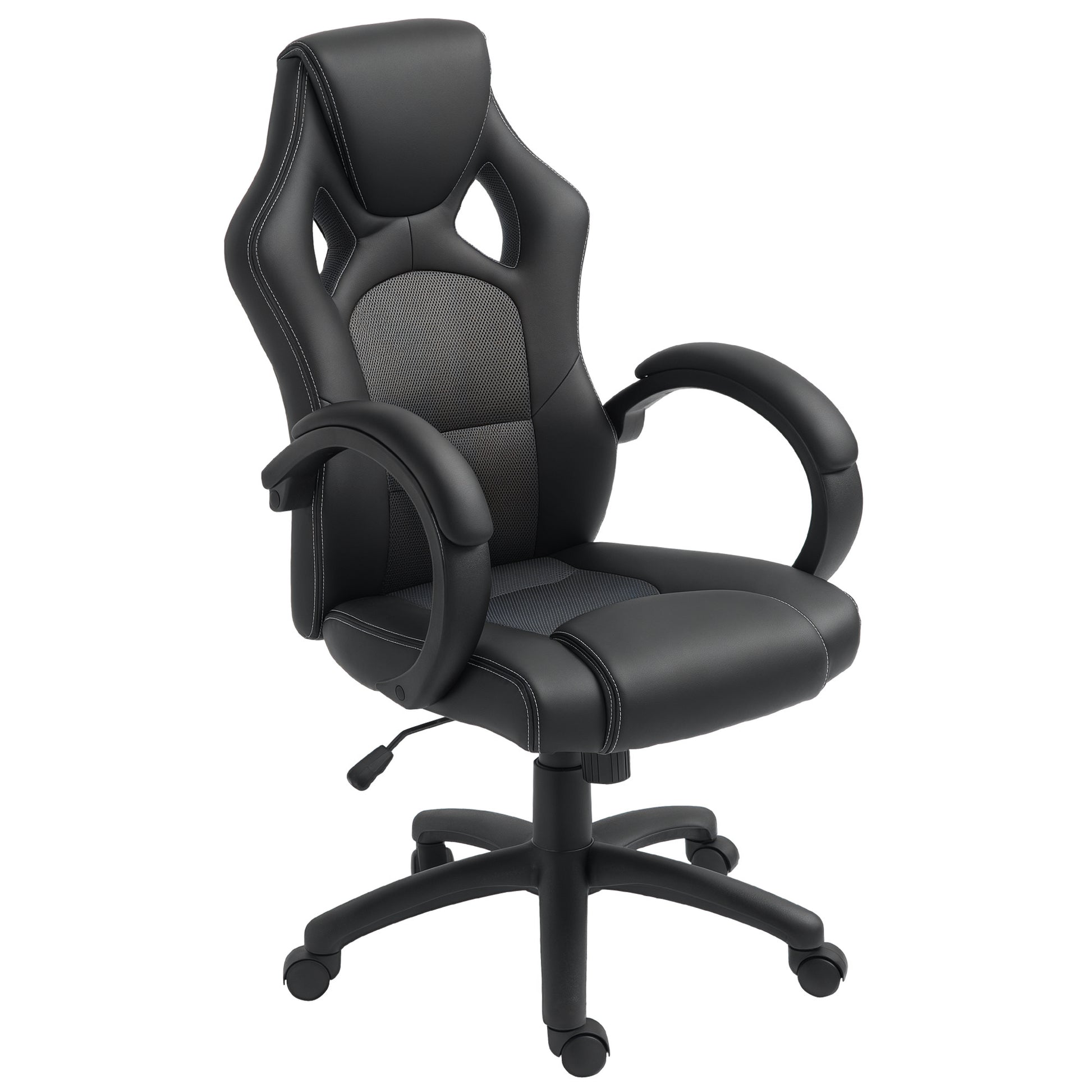 Executive Racing Swivel Gaming Office Chair PU Leather Computer Desk Chair Gray