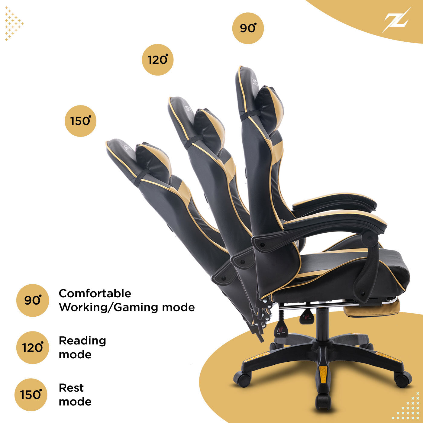 Height Adjustable Recliner Swivel Ergonomic Office PC Gaming Chair with Footrest