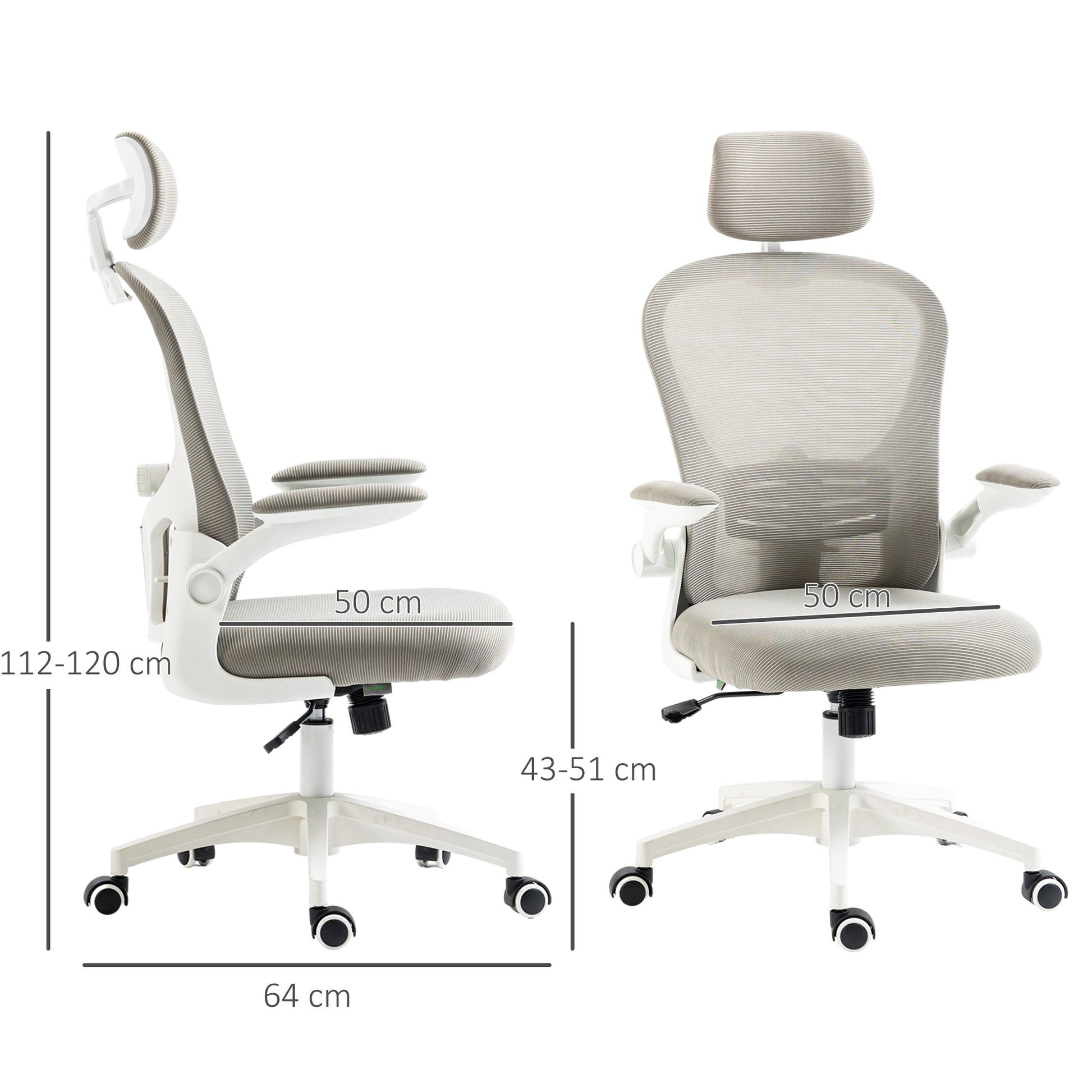 Mesh Office Chair with Headrest, Lumbar Support, 90° Arm