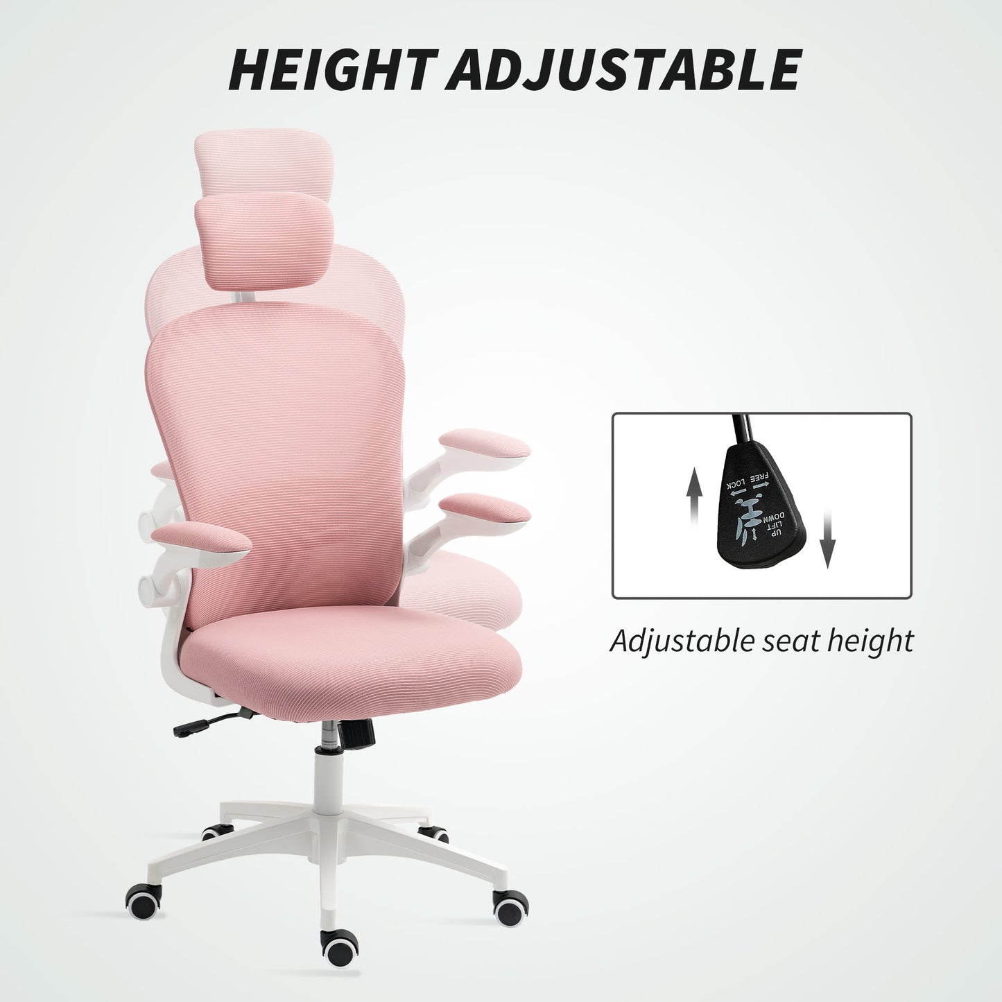 Mesh Office Chair with Headrest, Lumbar Support, 90° Arm