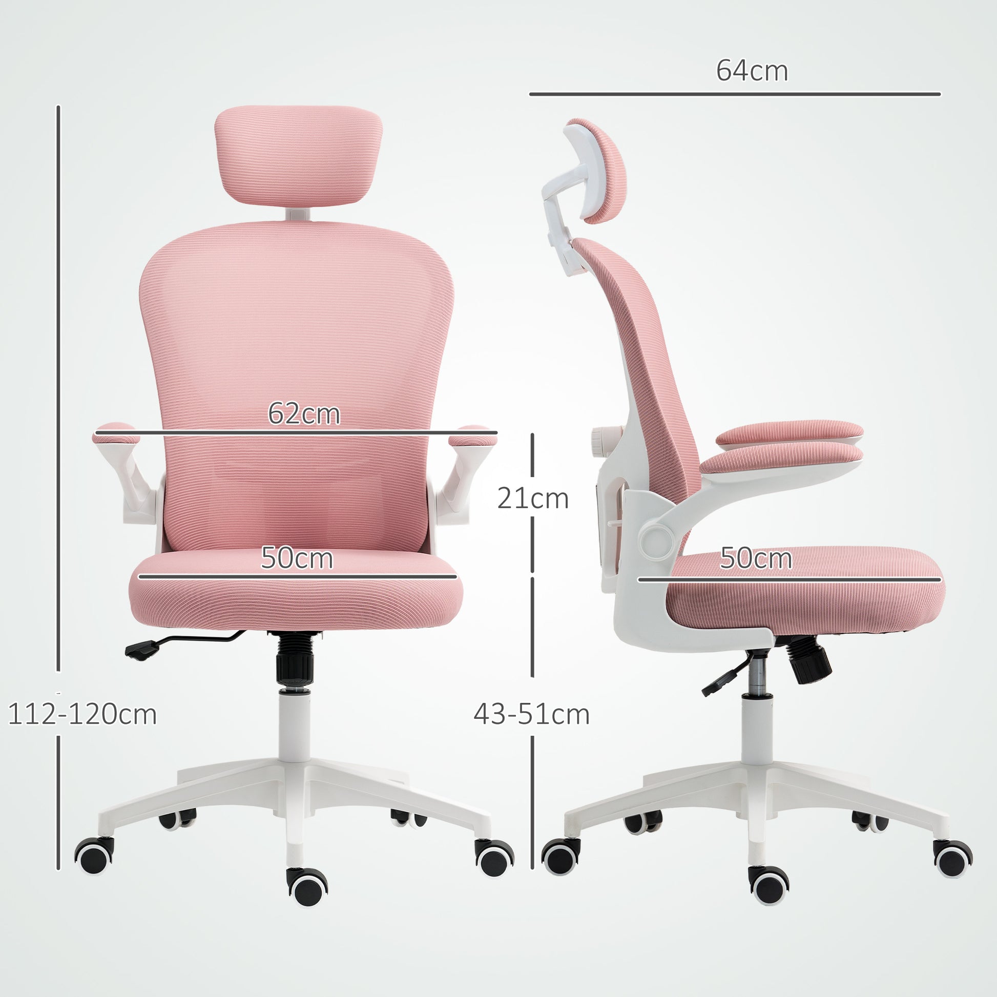 Mesh Office Chair with Headrest, Lumbar Support, 90° Arm