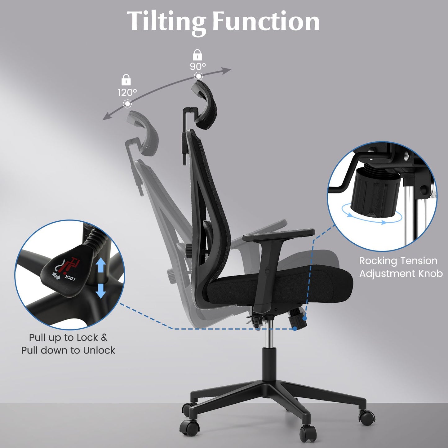 Mesh Ergonomic Office Chair Adjustable Swivel Task Chair