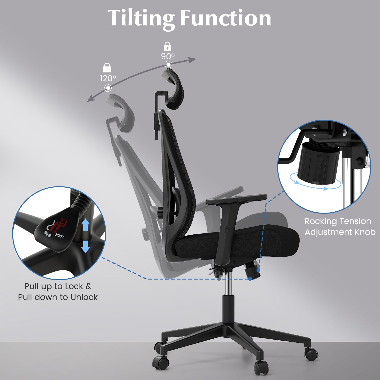 Mesh Ergonomic Office Chair Adjustable Swivel Task Chair