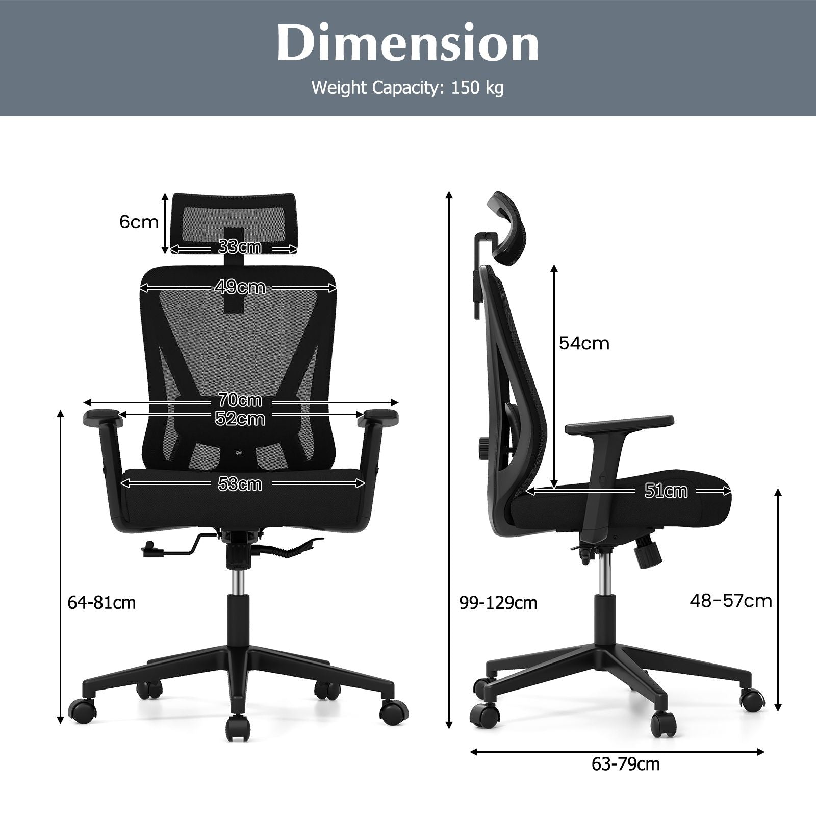 Mesh Ergonomic Office Chair Adjustable Swivel Task Chair
