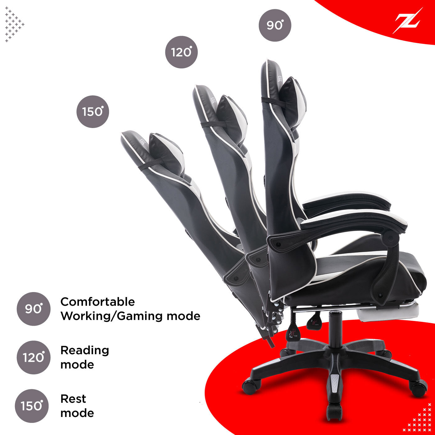 Height Adjustable Recliner Swivel Ergonomic Office PC Gaming Chair with Footrest